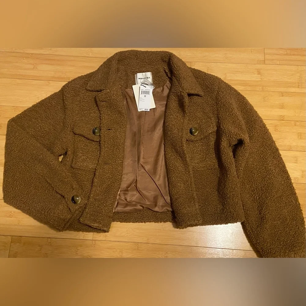 Industry Brown Teddy Bear Cropped Jacket NWT Size Medium
